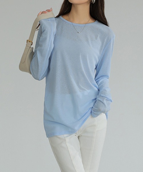 SEA シアー　ロンT カットソー セール】ロングシーズン使える スラブシアートップス カットソー