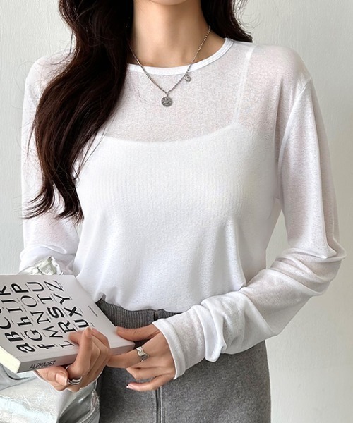 セール】ロングシーズン使える スラブシアートップス カットソー 長袖