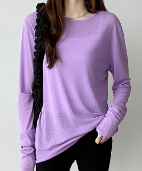 セール】ロングシーズン使える スラブシアートップス カットソー 長袖