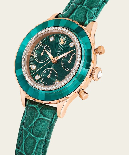 SWAROVSKI グリーンレザー 腕時計 稼働品 楽天市場】スワロフスキー オクティア クロノ ウォッチ 腕時計 スイス