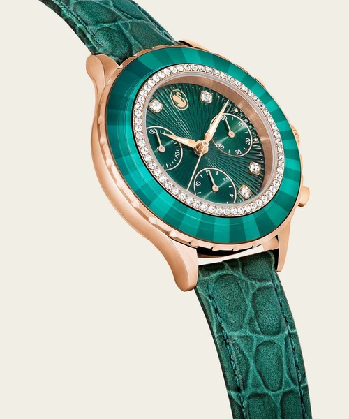 公式】【スワロフスキー】Octea chrono ウォッチ, スイス製, レザー