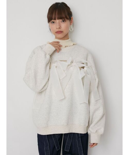 merry jenny（メリージェニー）の「リボンでつないだトレーナー（スウェット・レディース・ブラック/ブルー/アイボリー・FREE）」の5枚目の写真