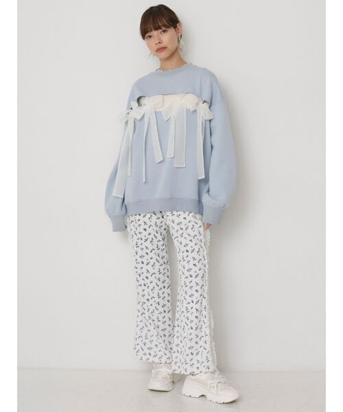 merry jenny（メリージェニー）の「リボンでつないだトレーナー（スウェット・レディース・ブラック/ブルー/アイボリー・FREE）」の6枚目の写真