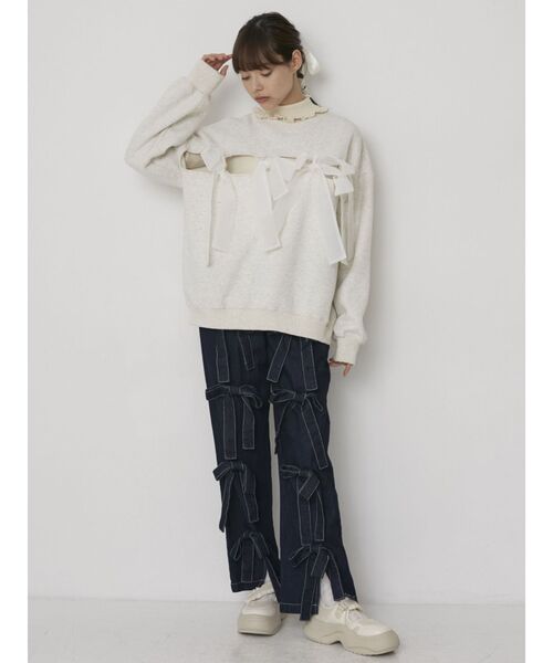 merry jenny（メリージェニー）の「リボンでつないだトレーナー（スウェット・レディース・ブラック/ブルー/アイボリー・FREE）」の19枚目の写真