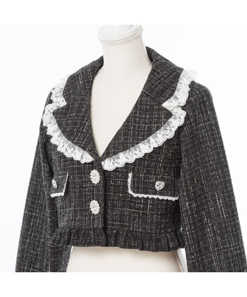 セール】キラキラビジューツイードジャケット（その他アウター