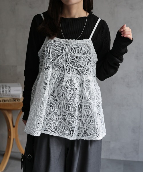 エブール オーガンジーレース キャミソール オフホワイト38 エブール