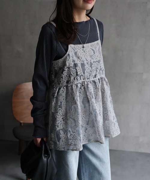 ap retro(アプレトロ)の「【選べる】オーガンジーレースキャミ / ビスチェ(キャミソール・レディース・ブラック/オフホワイト/グリーン/ライトグレー/ブラウン/グリーン系その他/ホワイト/ブラック系その他・MEDIUM/FREE)」の17枚目の写真