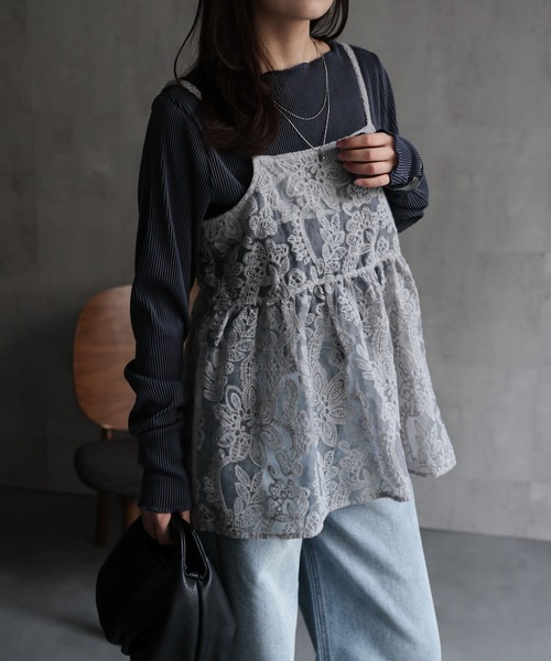 ap retro(アプレトロ)の「【選べる】オーガンジーレースキャミ / ビスチェ(キャミソール・レディース・ブラック/オフホワイト/グリーン/ライトグレー/ブラウン/グリーン系その他/ホワイト/ブラック系その他・MEDIUM/FREE)」の18枚目の写真