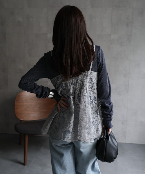 ap retro(アプレトロ)の「【選べる】オーガンジーレースキャミ / ビスチェ(キャミソール・レディース・ブラック/オフホワイト/グリーン/ライトグレー/ブラウン/グリーン系その他/ホワイト/ブラック系その他・MEDIUM/FREE)」の22枚目の写真