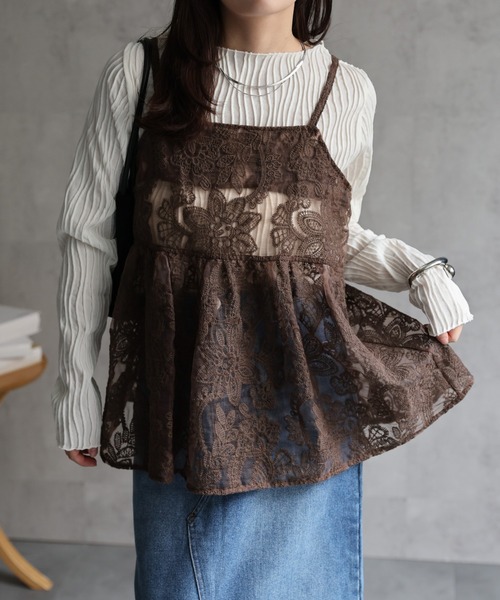 セール】【選べる】オーガンジーレースキャミ / ビスチェ