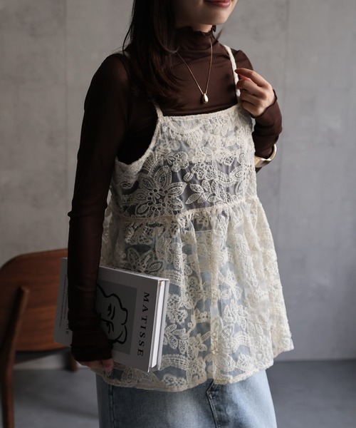 セール】【選べる】オーガンジーレースキャミ / ビスチェ