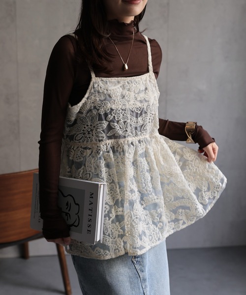 セール】【選べる】オーガンジーレースキャミ / ビスチェ