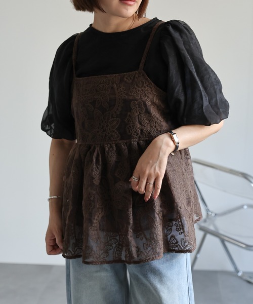 ap retro(アプレトロ)の「【選べる】オーガンジーレースキャミ / ビスチェ(キャミソール・レディース・ブラック/オフホワイト/グリーン/ライトグレー/ブラウン/グリーン系その他/ホワイト/ブラック系その他・MEDIUM/FREE)」の13枚目の写真