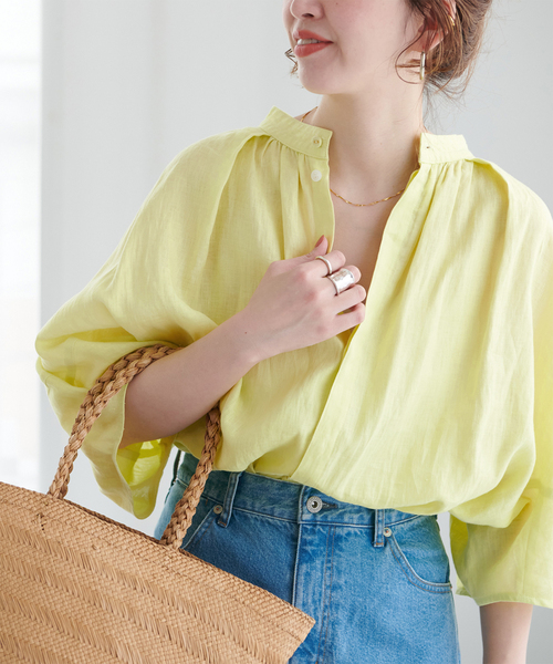 フレンチリネン2wayブラウス（シャツ/ブラウス）｜B.C STOCK（ベーセー