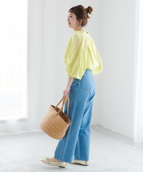 B.C STOCK(ベーセーストック)の「フレンチリネン2wayブラウス(シャツ/ブラウス・レディース・ブラック/カーキ/イエロー系その他/ブルー/ブラックミックス/ホワイト・FREE)」の17枚目の写真