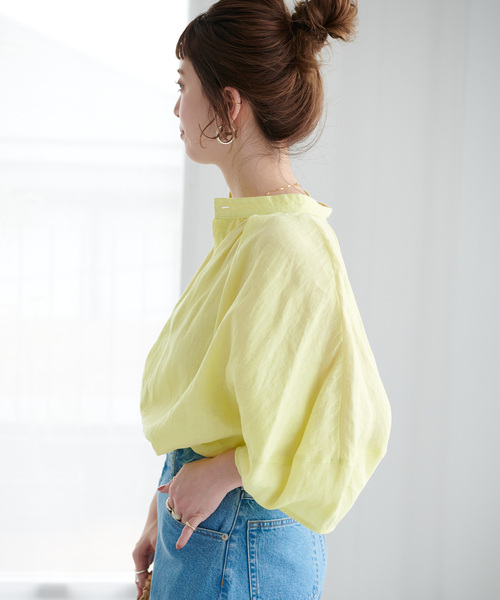 B.C STOCK(ベーセーストック)の「フレンチリネン2wayブラウス(シャツ/ブラウス・レディース・ブラック/カーキ/イエロー系その他/ブルー/ブラックミックス/ホワイト・FREE)」の20枚目の写真