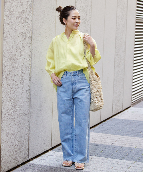 B.C STOCK(ベーセーストック)の「フレンチリネン2wayブラウス(シャツ/ブラウス・レディース・ブラック/カーキ/イエロー系その他/ブルー/ブラックミックス/ホワイト・FREE)」の22枚目の写真