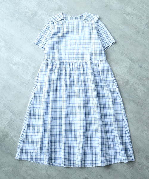 bulle de savon（ビュルデサボン）の「Linen check セーラー