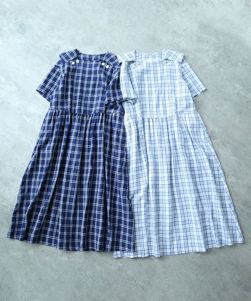 bulle de savon（ビュルデサボン）の「Linen check セーラー