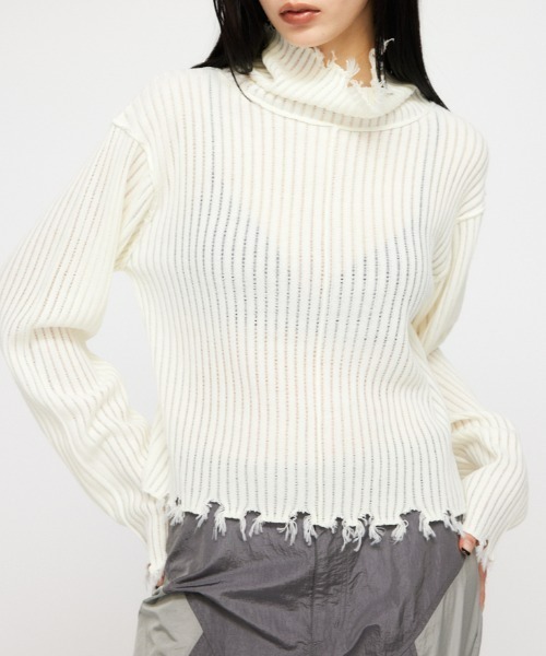 LAGUA GEM(ラグアジェム)の「LOOSEY タートルネック(ニット/セーター・レディース・イエロー/ホワイト/ライトグレー・FREE)」の2枚目の写真