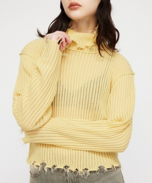 LAGUA GEM(ラグアジェム)の「LOOSEY タートルネック(ニット/セーター・レディース・イエロー/ホワイト/ライトグレー・FREE)」の1枚目の写真