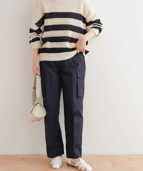 URBAN RESEARCH DOORS（アーバンリサーチドアーズ）の「センタープレスカーゴパンツ（カーゴパンツ・レディース・ネイビー/オフホワイト・MEDIUM/SMALL）」の2枚目の写真