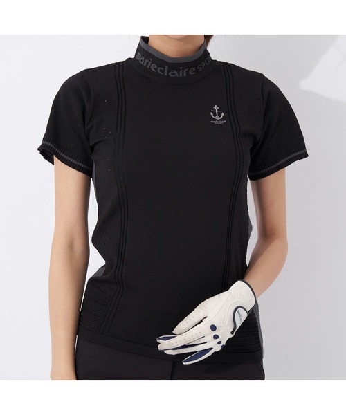 marie claire(マリ・クレール)の「marie claire GOLF/マリクレール ゴルフ ゴルフウェア ブランド ロゴ 軽量 撥水 モックネック 半袖 ニット セーター(ニット/セーター・レディース・ネイビー/ブラック/ホワイト・M/LL/3L/S/L)」の16枚目の写真