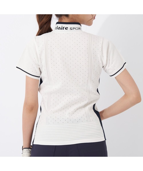 marie claire(マリ・クレール)の「marie claire GOLF/マリクレール ゴルフ ゴルフウェア ブランド ロゴ 軽量 撥水 モックネック 半袖 ニット セーター(ニット/セーター・レディース・ネイビー/ブラック/ホワイト・M/LL/3L/S/L)」の10枚目の写真
