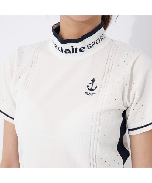 marie claire(マリ・クレール)の「marie claire GOLF/マリクレール ゴルフ ゴルフウェア ブランド ロゴ 軽量 撥水 モックネック 半袖 ニット セーター(ニット/セーター・レディース・ネイビー/ブラック/ホワイト・M/LL/3L/S/L)」の11枚目の写真