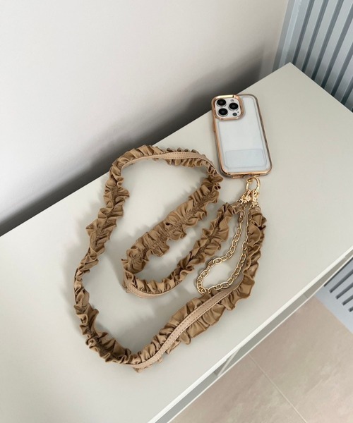 Me%(ミィパーセント)の「【ストラップシート付き】2SETフリルモバイルストラップ 111617(スマホグッズ・レディース・ブラック/ベージュ/アイボリー/シルバー・FREE)」の3枚目の写真