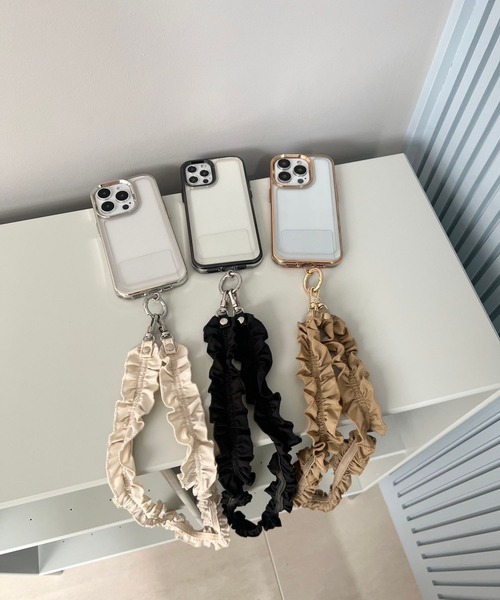 Me%(ミィパーセント)の「【ストラップシート付き】2SETフリルモバイルストラップ 111617(スマホグッズ・レディース・ブラック/ベージュ/アイボリー/シルバー・FREE)」の6枚目の写真