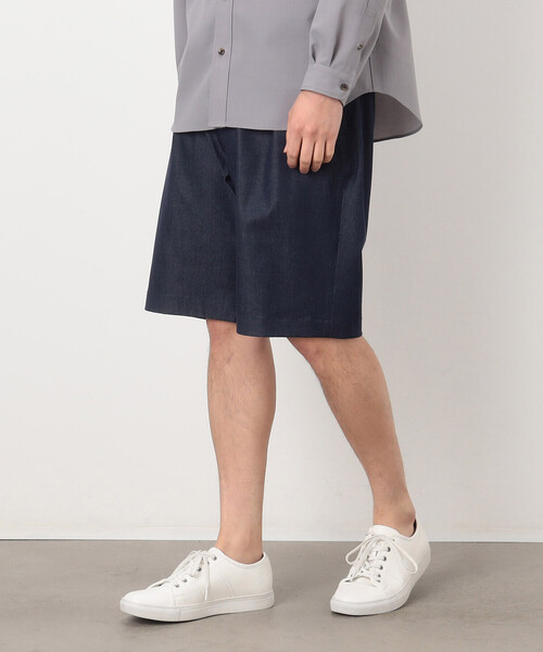 COMME CA COMMUNE(コムサコミューン)の「デニムライク ワンタックハーフパンツ(デニムパンツ・メンズ・ネイビー・MEDIUM/LARGE)」の1枚目の写真
