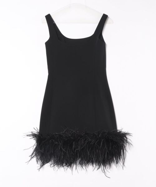 MICHAEL KORS(マイケルコース)の「フェザー トリム ストレッチ クレープ シフト ドレス(ドレス・レディース・ブラック・00/2/0)」の2枚目の写真