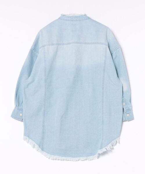 BACK NUMBER（バックナンバー）の「【BACK NUMBER】ダメージデニムシャツ（シャツ/ブラウス・レディース・ライトインディゴブルー・フリー）」の2枚目の写真