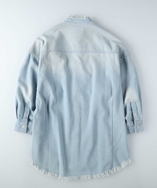 BACK NUMBER（バックナンバー）の「【BACK NUMBER】ダメージデニムシャツ（シャツ/ブラウス・レディース・ライトインディゴブルー・フリー）」の8枚目の写真
