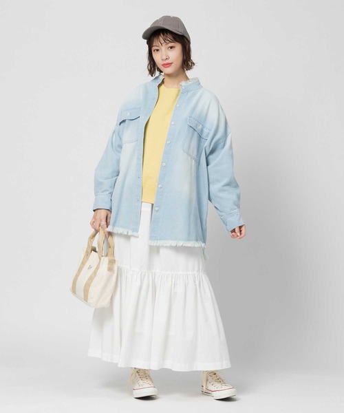 BACK NUMBER（バックナンバー）の「【BACK NUMBER】ダメージデニムシャツ（シャツ/ブラウス・レディース・ライトインディゴブルー・フリー）」の3枚目の写真