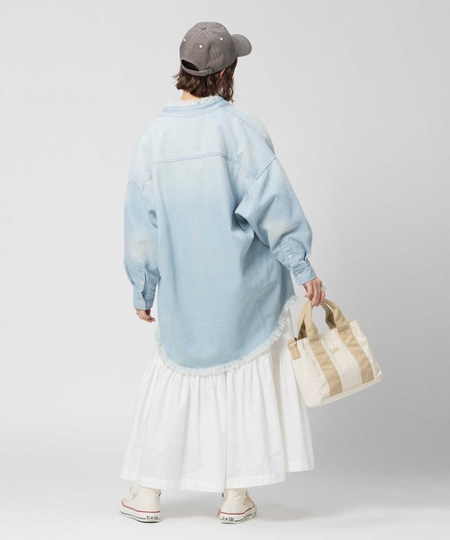 BACK NUMBER（バックナンバー）の「【BACK NUMBER】ダメージデニムシャツ（シャツ/ブラウス・レディース・ライトインディゴブルー・フリー）」の6枚目の写真