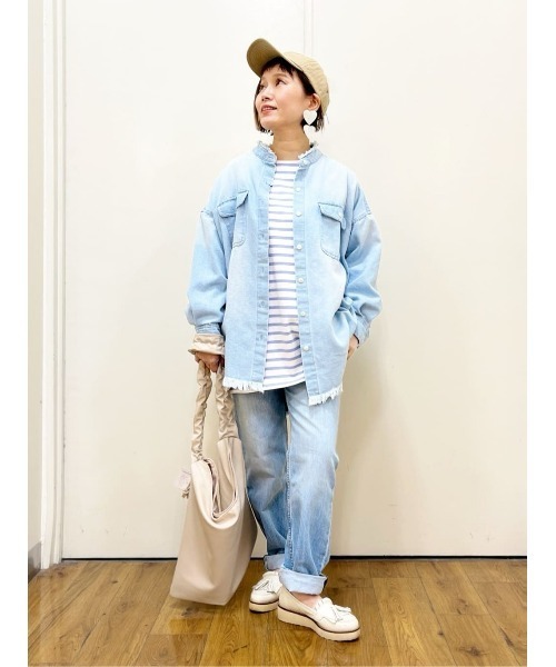 BACK NUMBER（バックナンバー）の「【BACK NUMBER】ダメージデニムシャツ（シャツ/ブラウス・レディース・ライトインディゴブルー・フリー）」の14枚目の写真