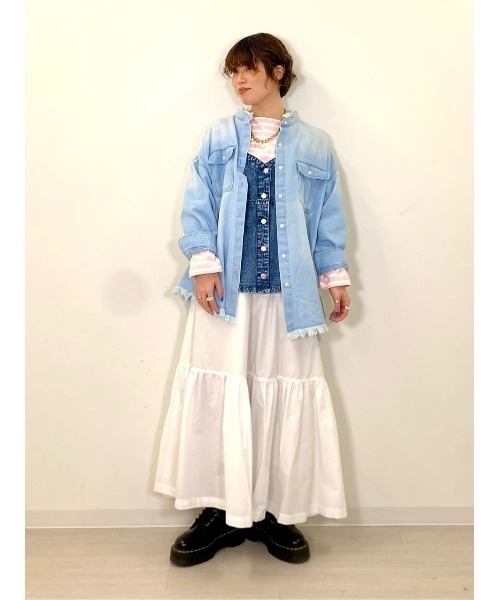 BACK NUMBER（バックナンバー）の「【BACK NUMBER】ダメージデニムシャツ（シャツ/ブラウス・レディース・ライトインディゴブルー・フリー）」の22枚目の写真