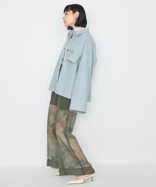 casane（カサネ）の「ドビーストライプワイドカフスシャツ（シャツ/ブラウス・レディース・グリーン/ピンク/ホワイト・FREE）」の15枚目の写真