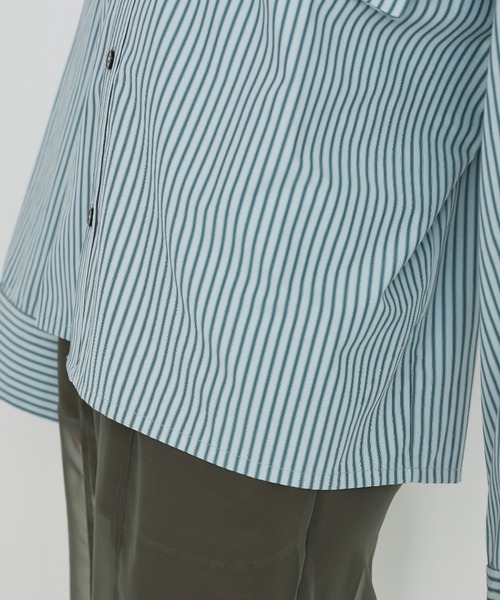 casane（カサネ）の「ドビーストライプワイドカフスシャツ（シャツ/ブラウス・レディース・グリーン/ピンク/ホワイト・FREE）」の7枚目の写真