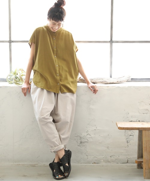 soulberry（ソウルベリー）の「袖あり！なノースリシャツ（シャツ/ブラウス・レディース・マスタード・4L/3L/LL/L/M）」の9枚目の写真