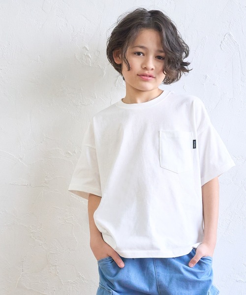 coca（coca）（コカ）の「キッズ ポケット付きビッグコットンTシャツ（Tシャツ/カットソー・キッズ・ブラック/ブルー/ベージュ/ホワイト・110/120/130/140）」の3枚目の写真