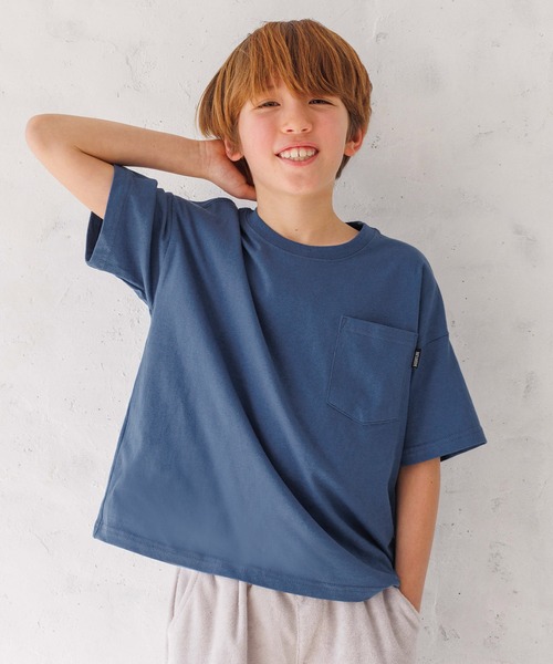 coca（coca）（コカ）の「キッズ ポケット付きビッグコットンTシャツ（Tシャツ/カットソー・キッズ・ブラック/ブルー/ベージュ/ホワイト・110/120/130/140）」の4枚目の写真