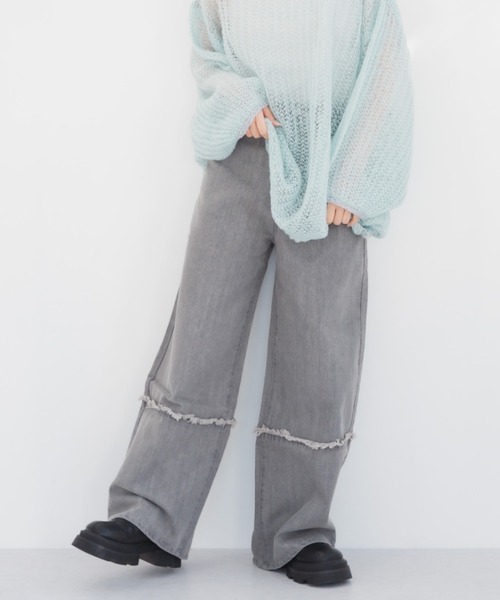 IROHANI（イロハニ）の「切り替えワイドデニムパンツ（デニムパンツ・レディース・ブラック/グレー・FREE）」の7枚目の写真