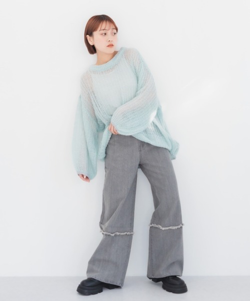 IROHANI（イロハニ）の「切り替えワイドデニムパンツ（デニムパンツ・レディース・ブラック/グレー・FREE）」の10枚目の写真