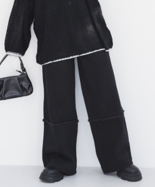 IROHANI（イロハニ）の「切り替えワイドデニムパンツ（デニムパンツ・レディース・ブラック/グレー・FREE）」の12枚目の写真