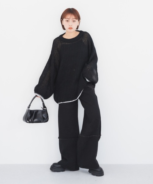 IROHANI（イロハニ）の「切り替えワイドデニムパンツ（デニムパンツ・レディース・ブラック/グレー・FREE）」の13枚目の写真