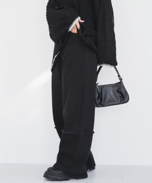 IROHANI（イロハニ）の「切り替えワイドデニムパンツ（デニムパンツ・レディース・ブラック/グレー・FREE）」の14枚目の写真