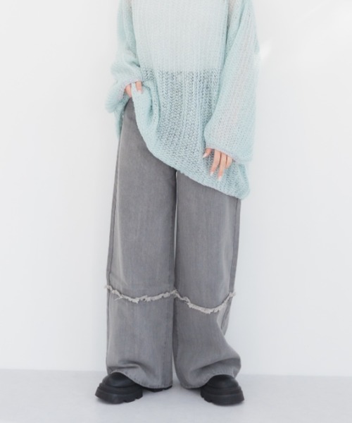 IROHANI（イロハニ）の「切り替えワイドデニムパンツ（デニムパンツ・レディース・ブラック/グレー・FREE）」の16枚目の写真